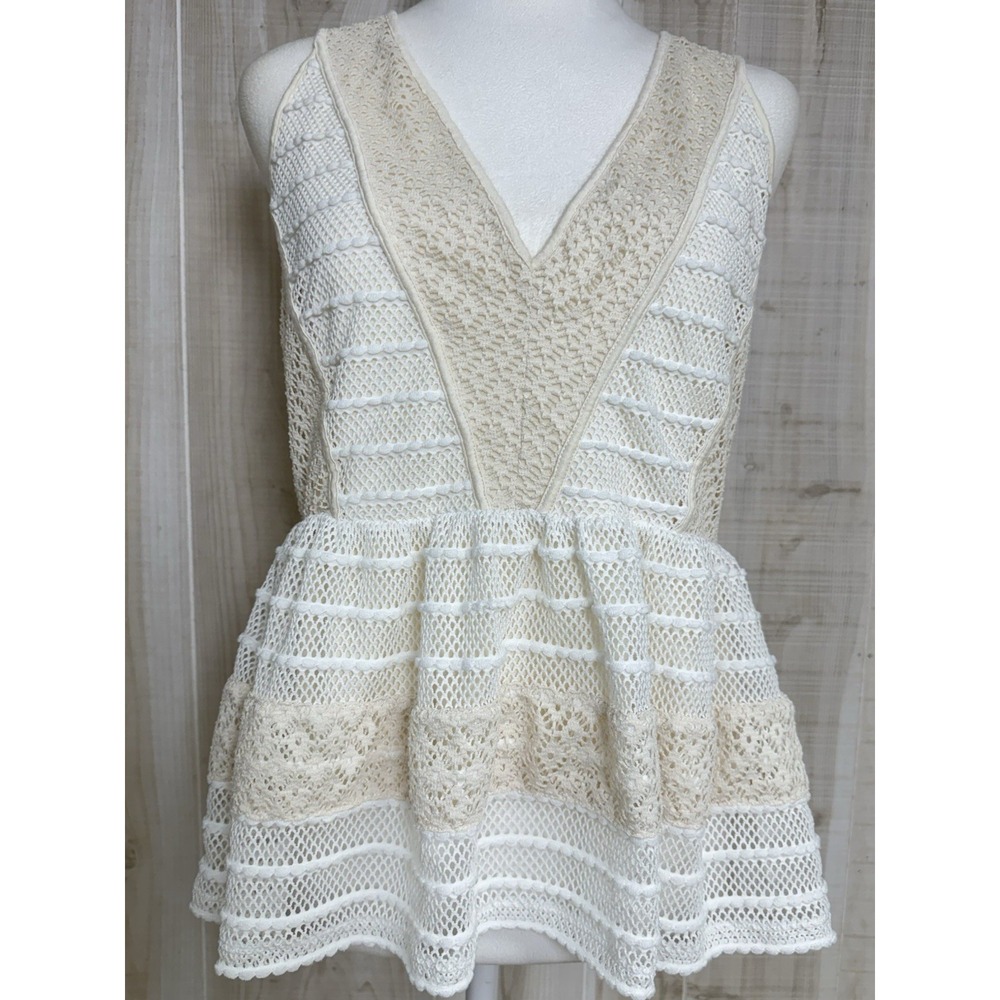 Chelsea28 Chrocet Lace Peplum Top M Cream Boutique Feminine Festival